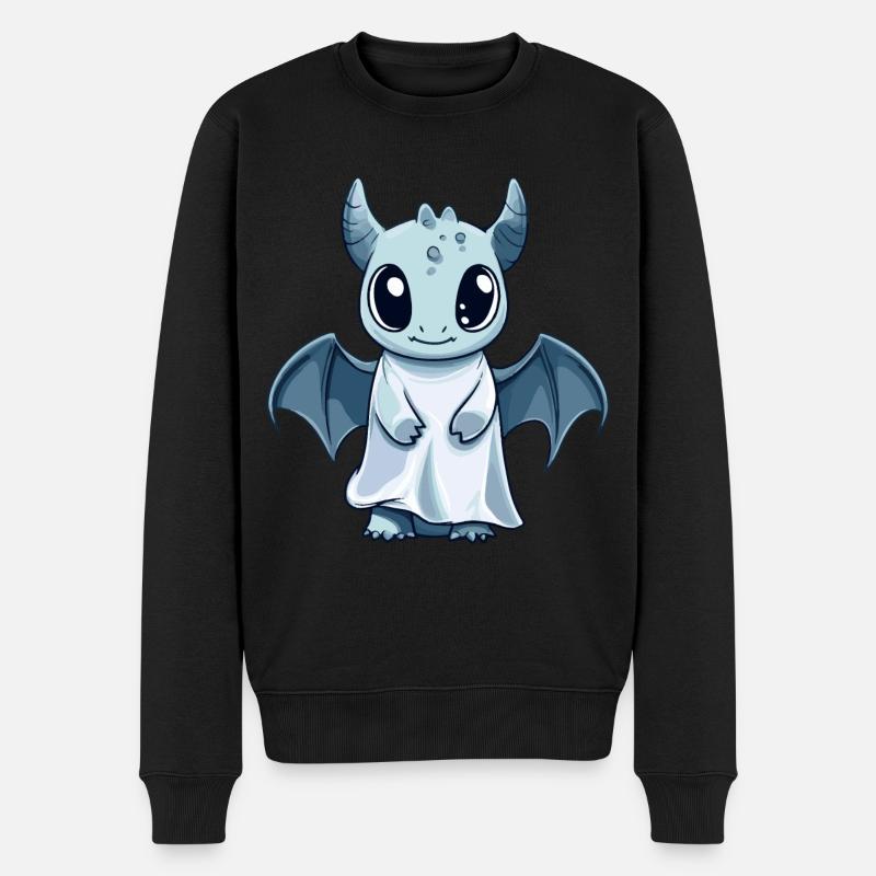 Dragon Halloween Bande dessinée Fantôme - Pull Premium bio Homme - noir