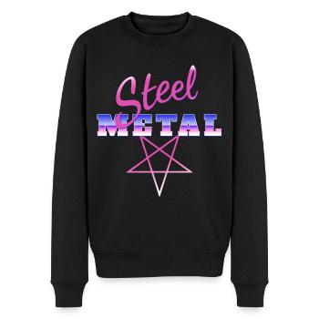 Logo de musique rétro métal des années 80 - Pull Premium bio Homme - noir - Devant - Nico (187cm)