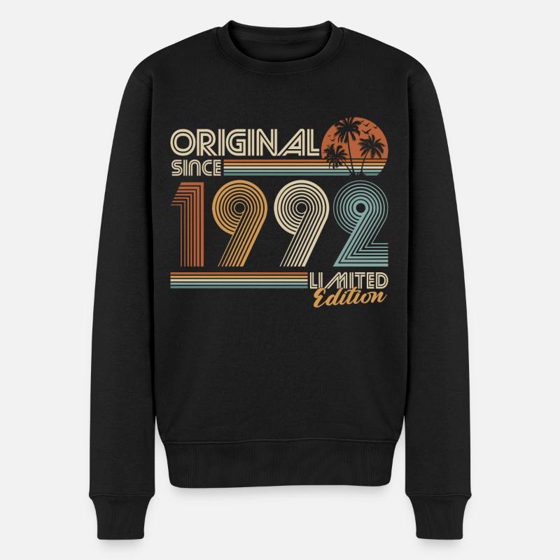 1992 Vintage Jahrgang Geburtstag Retro Geschenk - Männer Premium Bio Pullover - Schwarz
