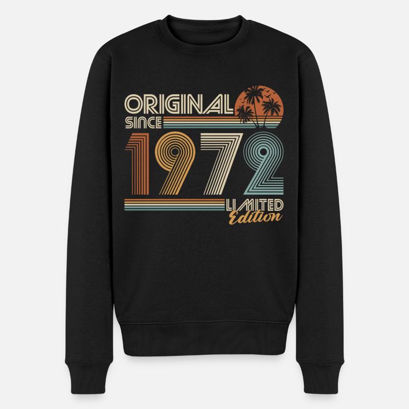 1972 Vintage Anniversaire Rétro Cadeau - Pull Premium bio Homme - noir