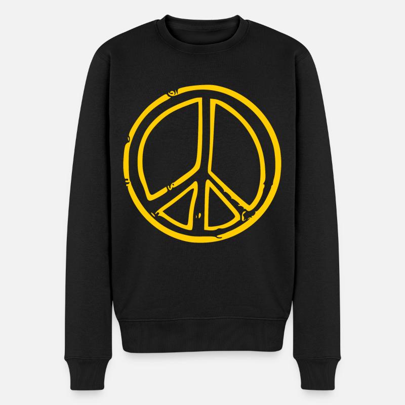 Peacezeichen - Männer Premium Bio Pullover - Schwarz