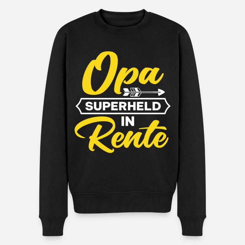Opa Superheld in Rente Spruch - Männer Premium Bio Pullover - Schwarz