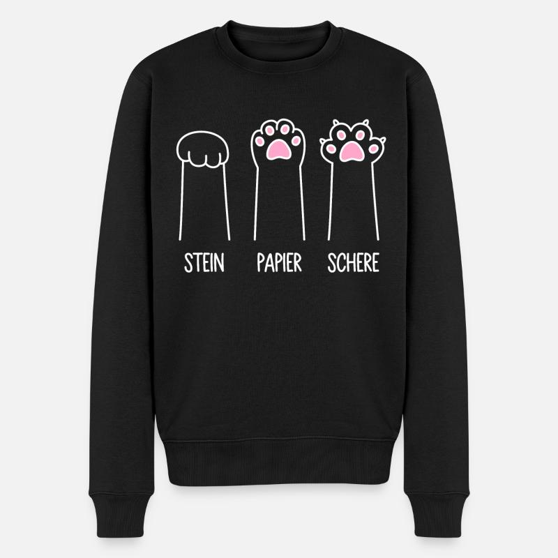 Katze Pfote Katzenpfoten Spiel Stein Papier Schere - Männer Premium Bio Pullover - Schwarz