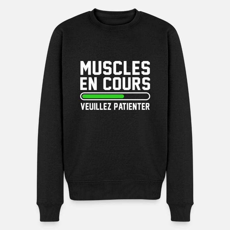 Musculation muscles en cours veuillez patienter - Pull Premium bio Homme - noir