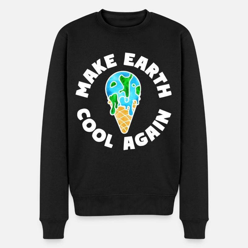 Schmelzende Erde Eiscreme Make Earth Cool Again - Männer Premium Bio Pullover - Schwarz