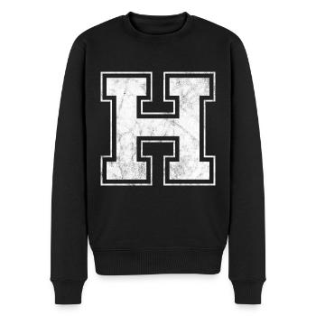 Buchstabe H - Männer Premium Bio Pullover - Schwarz - Vorne - Nico (187cm)