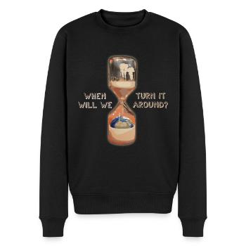 Rettet den Planeten Erderwärmung Klimawandel - Männer Premium Bio Pullover - Schwarz - Vorne - Nico (187cm)