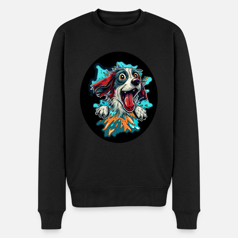 Glücklicher Hund #dog - Männer Premium Bio Pullover - Schwarz