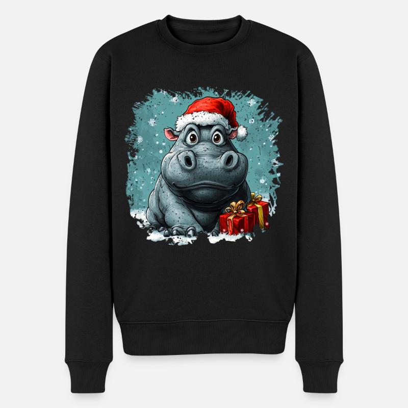 Noël des hippopotames - Pull Premium bio Homme - noir