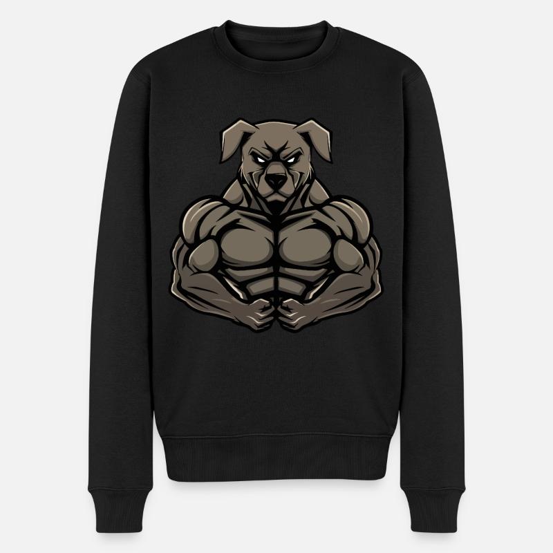 Kangal Chien Muscles Musculation - Pull Premium bio Homme - noir