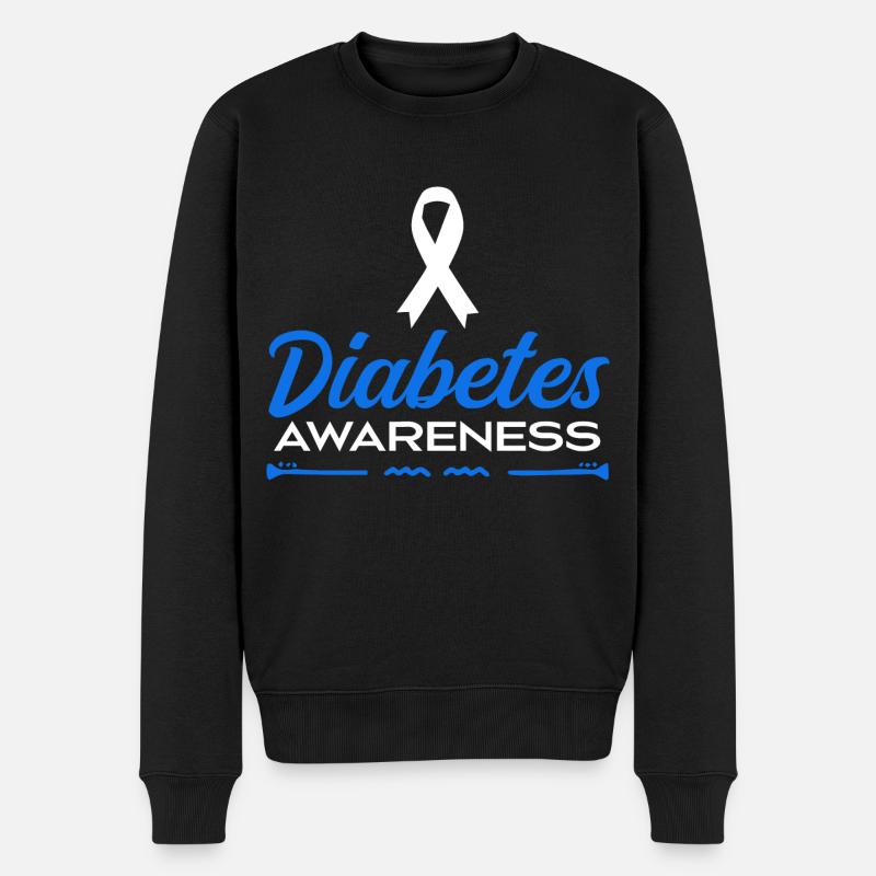 Diabetes-Bewusstsein - Männer Premium Bio Pullover - Schwarz