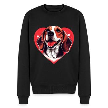 happy Beagle Dog mit Herz - Männer Premium Bio Pullover - Schwarz - Vorne - Nico (187cm)