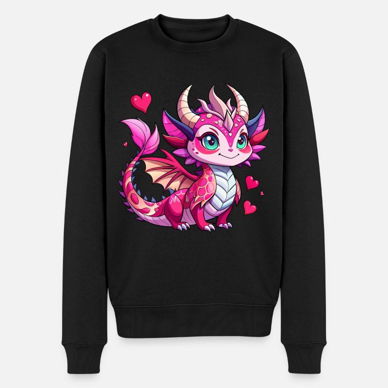 Farbenfroher Drache - Männer Premium Bio Pullover - Schwarz