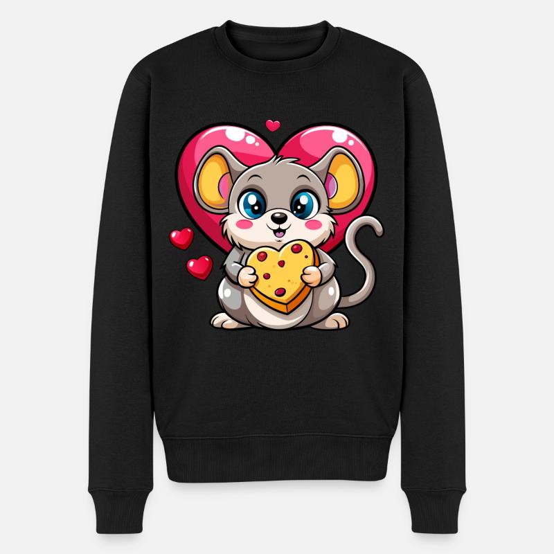 Käse liebende Maus - Männer Premium Bio Pullover - Schwarz