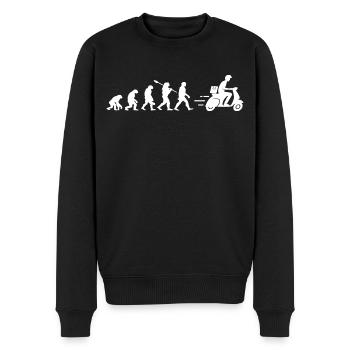 Die Entwicklung des Zustellers - Männer Premium Bio Pullover - Schwarz - Vorne - Nico (187cm)