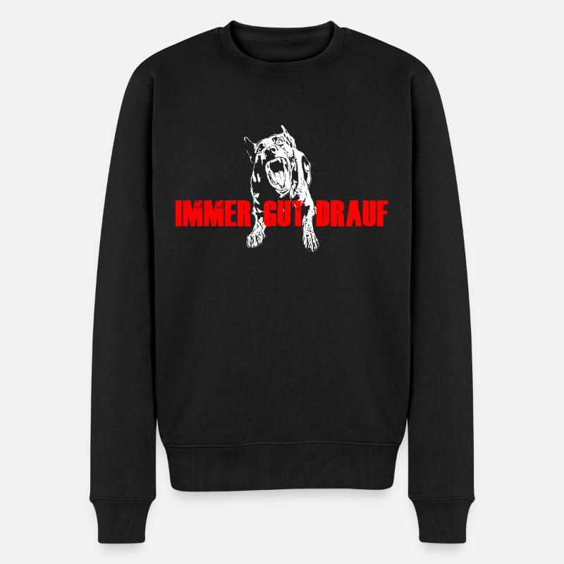 IMMER GUT DRAUF Hunde Motiv - Männer Premium Bio Pullover - Schwarz