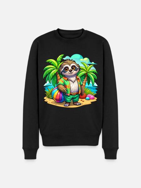 Süßes Urlaubsfaultier - Männer Premium Bio Pullover - Schwarz