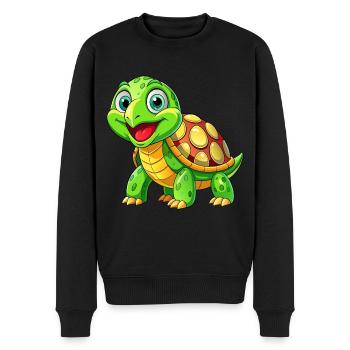 Mega süße Schildkröte - Männer Premium Bio Pullover - Schwarz - Vorne - Nico (187cm)