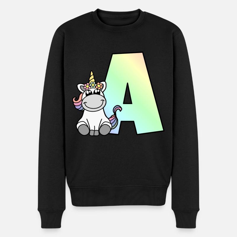 Einhorn Buchstabe A - Männer Premium Bio Pullover - Schwarz