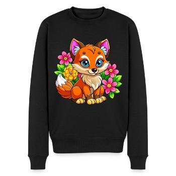 Flower-loving fox - Men's Premium Organic Jumper - black - Front - Nico (187cm)