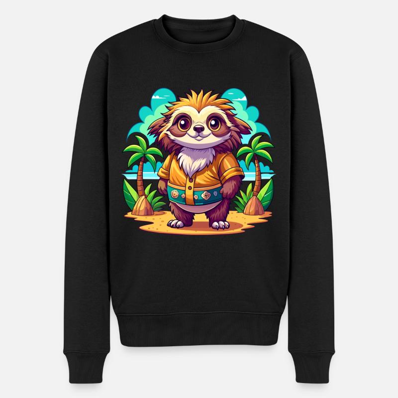 Süßes Urlaubsfaultier - Männer Premium Bio Pullover - Schwarz