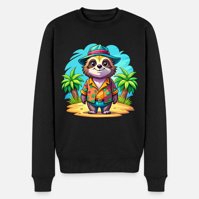 Süßes Urlaubsfaultier - Männer Premium Bio Pullover - Schwarz
