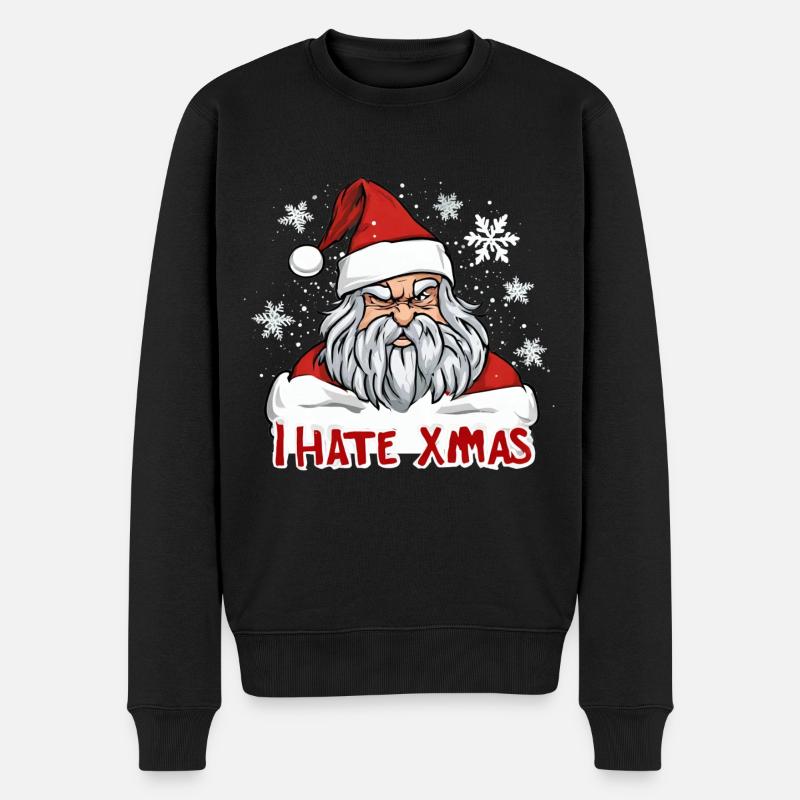 Ich hasse Weihnachten Lustig anti Weihnachten - Männer Premium Bio Pullover - Schwarz