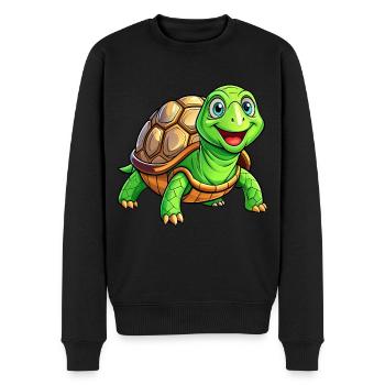 Mega Cute Turtle - Men's Premium Organic Jumper - black - Front - Nico (187cm)