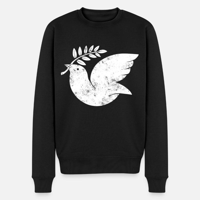 Friedenstaube - Männer Premium Bio Pullover - Schwarz