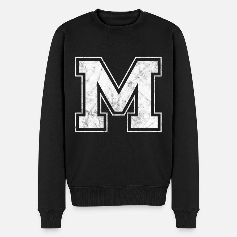 Buchstabe M - Männer Premium Bio Pullover - Schwarz