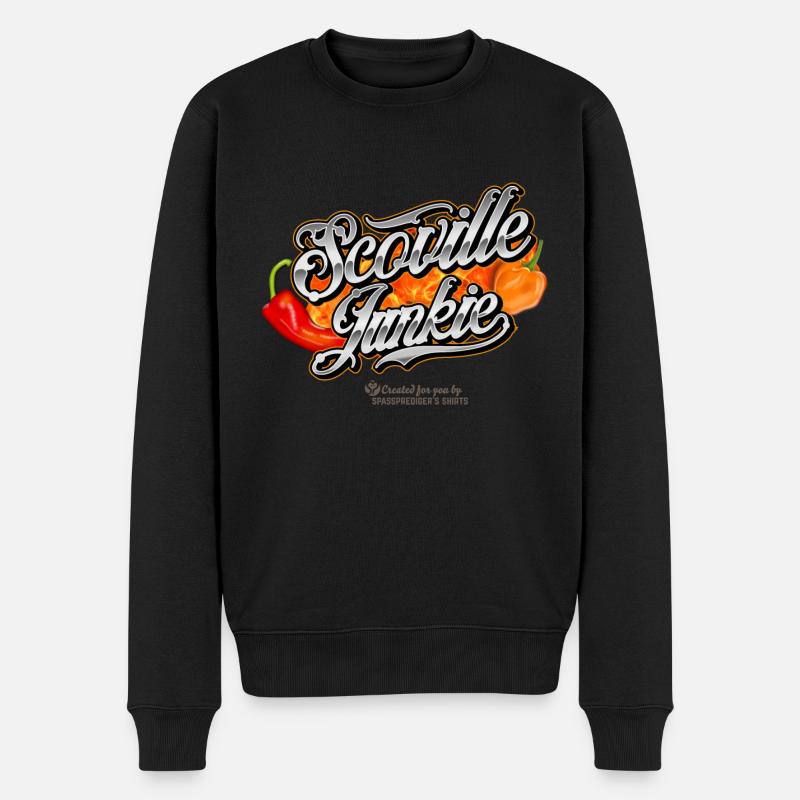Chili Design Scoville Junkie - Männer Premium Bio Pullover - Schwarz