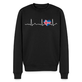 Islande - rythme cardiaque, pouls, ligne cardiaque, ECG - Pull Premium bio Homme - noir - Devant - Nico (187cm)