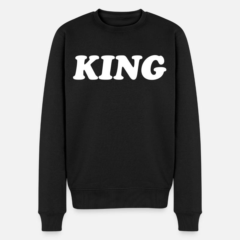 KING - Männer Premium Bio Pullover - Schwarz