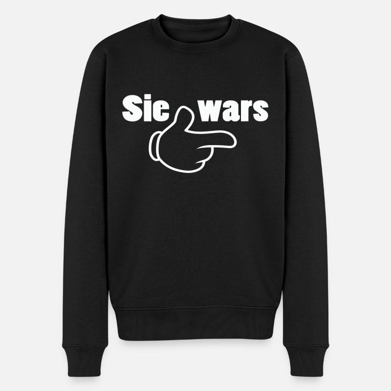 Sie wars Partnershirt Geschwister Zwillinge - Männer Premium Bio Pullover - Schwarz