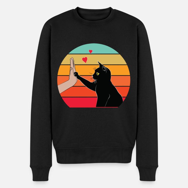 Katze High Five - Männer Premium Bio Pullover - Schwarz