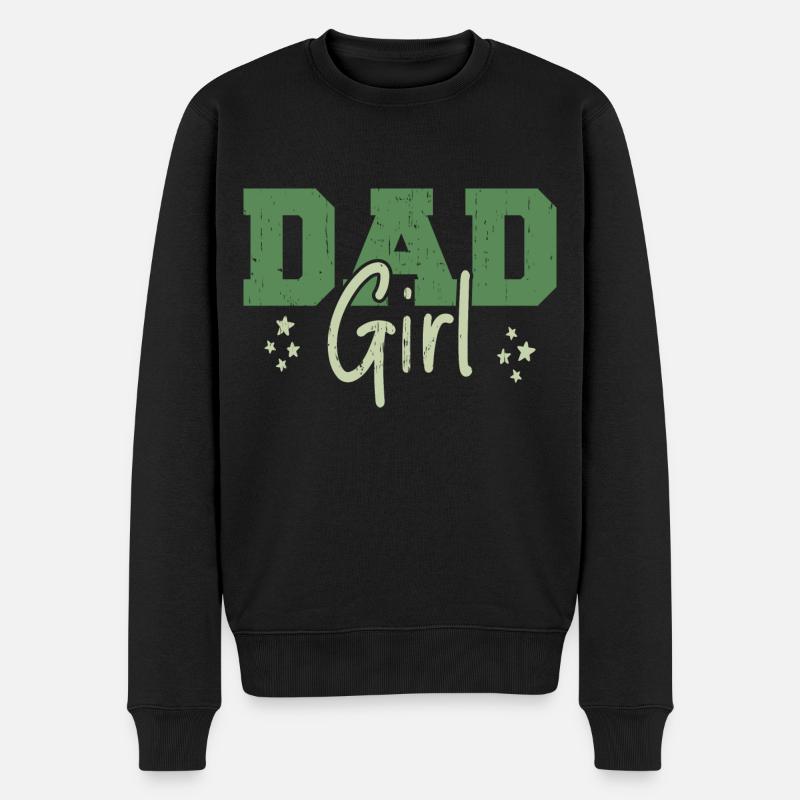 Mädchen Papa - Männer Premium Bio Pullover - Schwarz