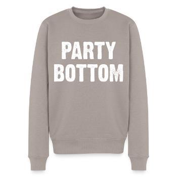 Party Bottom - Men's Premium Organic Jumper - taupe - Front - Nico (187cm)