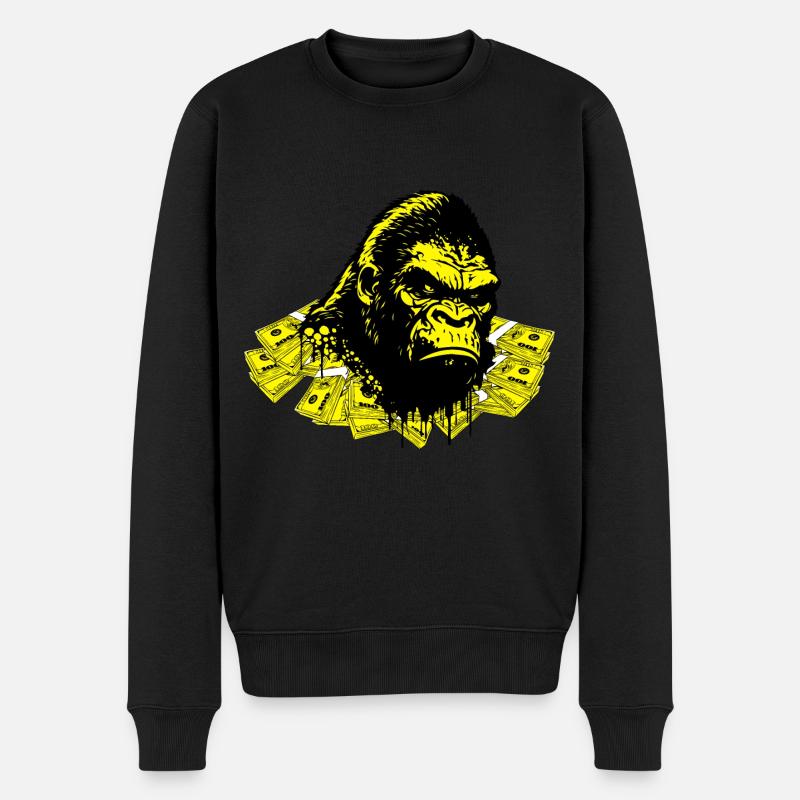 Money Monkey - Männer Premium Bio Pullover - Schwarz