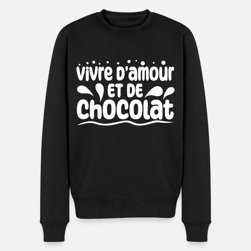 Vivre d'amour et de chocolat - Pull Premium bio Homme - noir