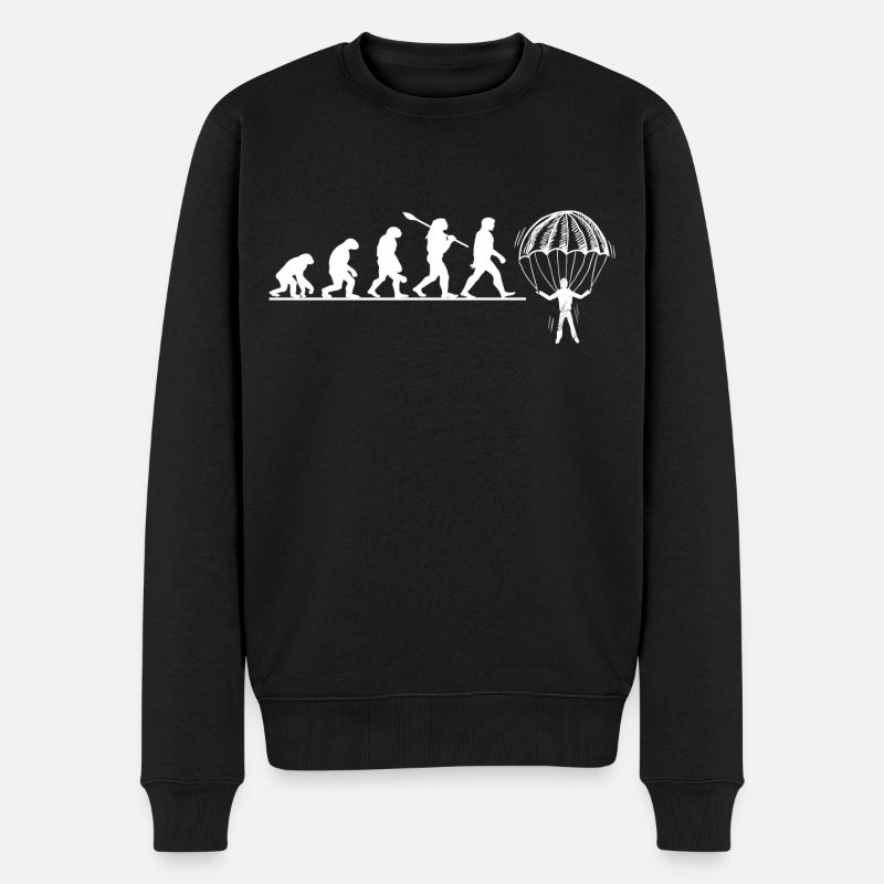 Evolution Fallschirm - Männer Premium Bio Pullover - Schwarz
