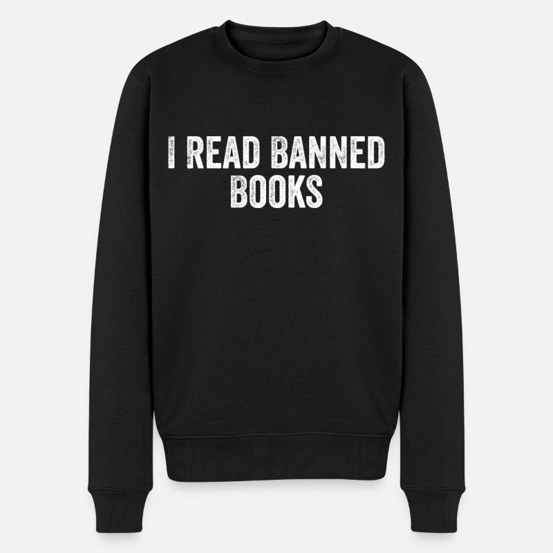 Ich habe verbotene Bücher gelesen - Männer Premium Bio Pullover - Schwarz