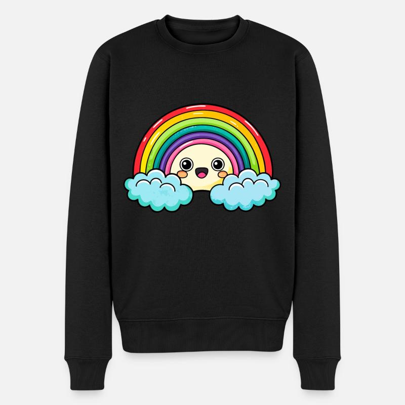 Süßer Regenbogen - Männer Premium Bio Pullover - Schwarz