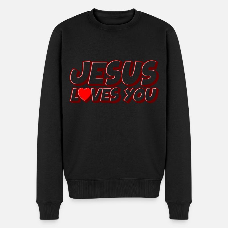 Jesus liebt Dich | Farben änderbar - Männer Premium Bio Pullover - Schwarz