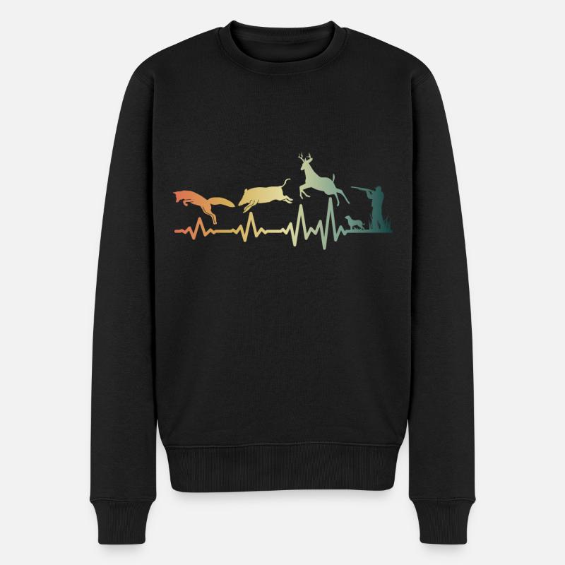 Herzschlag Jäger Jagd Puls - Männer Premium Bio Pullover - Schwarz