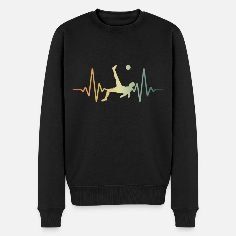 Herzschlag Fussball Fallrückzieher - Männer Premium Bio Pullover - Schwarz