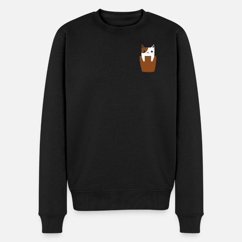 Poche poitrine avec chat - Pull Premium bio Homme - noir