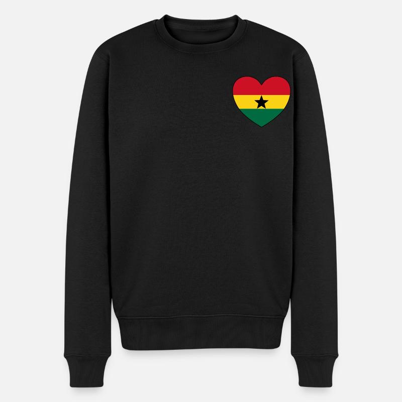 Cœur du drapeau du Ghana - Pull Premium bio Homme - noir