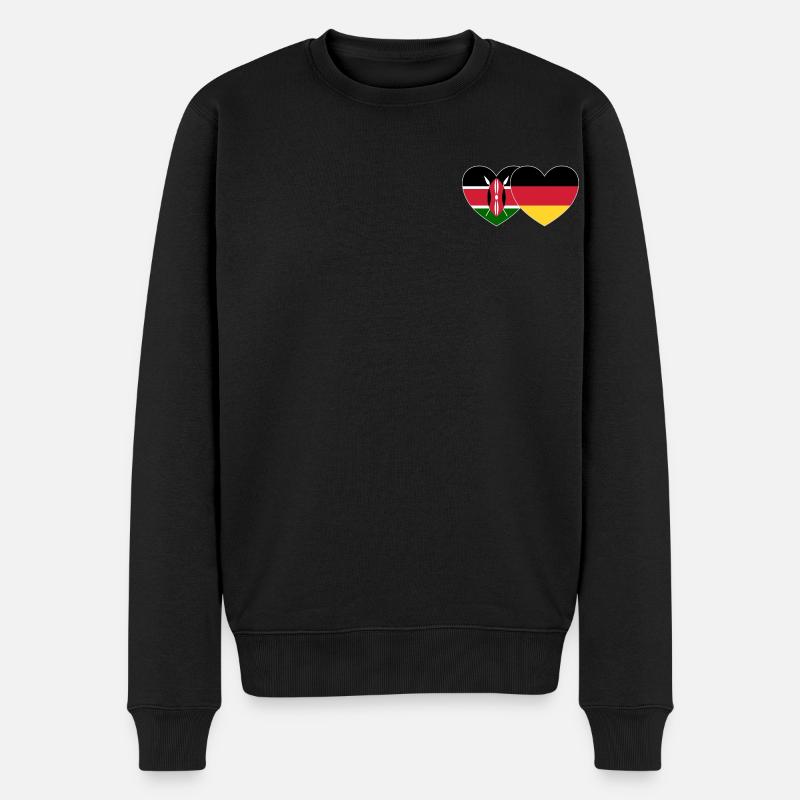 Kenia Deutschland Flagge Herz - Männer Premium Bio Pullover - Schwarz