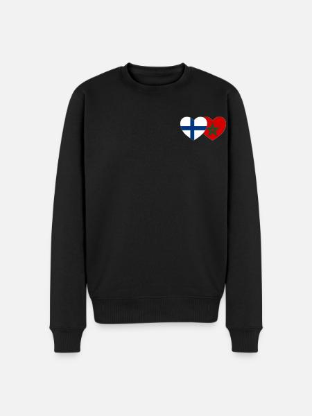 Finland Morocco Flag Heart - Men's Premium Organic Jumper - black