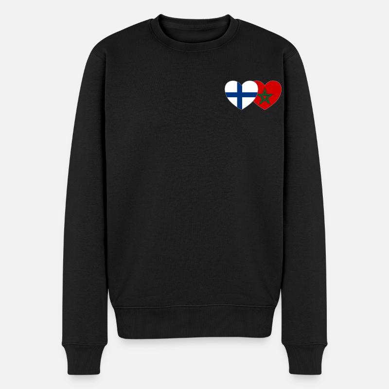 Finlande Maroc Drapeau Coeur - Pull Premium bio Homme - noir